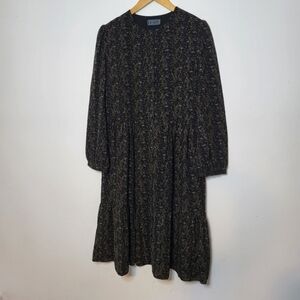 Fraze Black Abstract Floral Print Chiffin Dress Size Size L